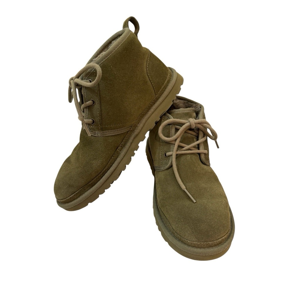 UGG Women's US 9 Burnt Olive Neumel Chukka Suede Ankle Boots Fur Lined Lace Up - Picture 2 of 7